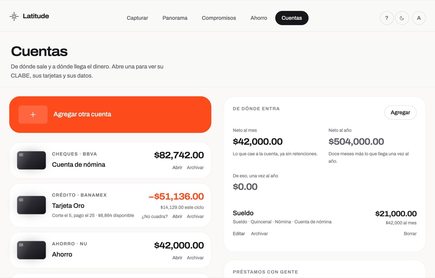 Latitude Finance · cuentas y tarjetas